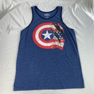 Marvel Men’s Captain America 75th Flag & Shield Tank Top